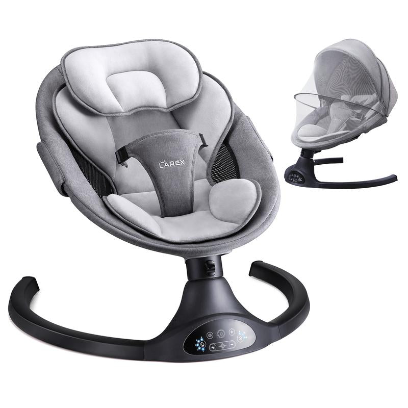 Portable Electric Baby Swing & Bouncer - 5 Speeds, Remote Control, Bluetooth, 10 Melodies - for Infants and Toddlers (0-6 Months, Max 20 lbs) - Stylish Black Color