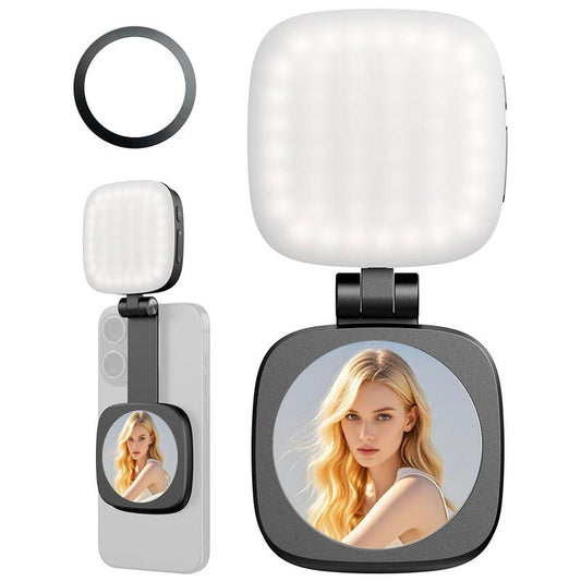 Magnetic Selfie Light for Phones LED Selfie Ring Light 360° LED Ring Light with Magsafe Portable Rechargeable Selfie & Fill Light with Mirror & Phone Stand Perfect Gift for Girls for Makeup Live Streaming & Video Calls