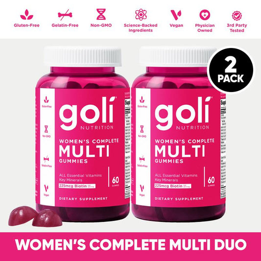 Ultimate Women's Multi Gummies 2-Pack: 13 Essential Vitamins for Hair, Skin & Nails, Immune & Heart Health - Vegan, Gluten-Free, Non-GMO!