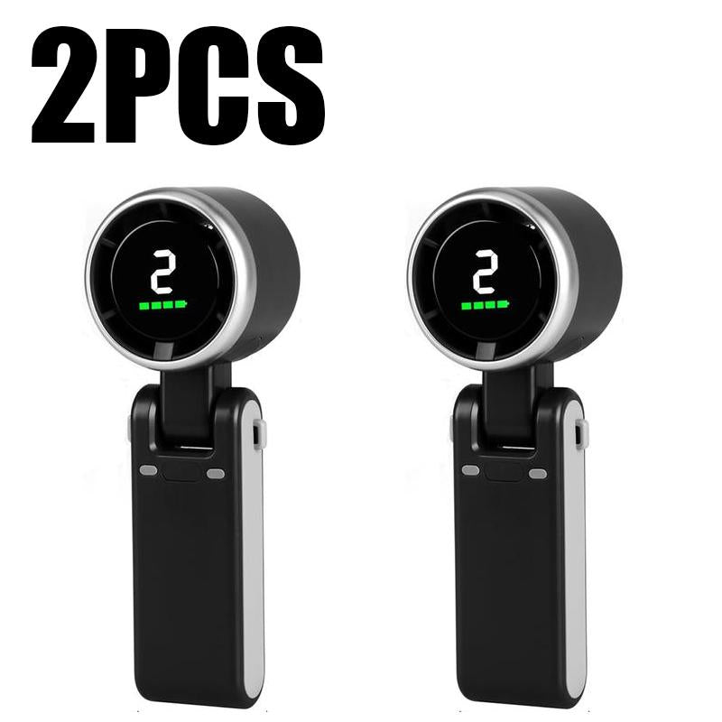 2PCS Portable Handheld Turbo Fan, 5 Gear Wind,4000Mah Battery Operated, up to 10 Working Hours, 3 in 1 Hand Fan Rechargeable with Air Turbo Tech Cooling Fan for Outdoor Activities, Travel, Working Fathersdaygift