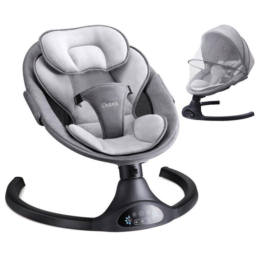 Portable Electric Baby Swing & Bouncer - 5 Speeds, Remote Control, Bluetooth, 10 Melodies - for Infants and Toddlers (0-6 Months, Max 20 lbs) - Stylish Black Color