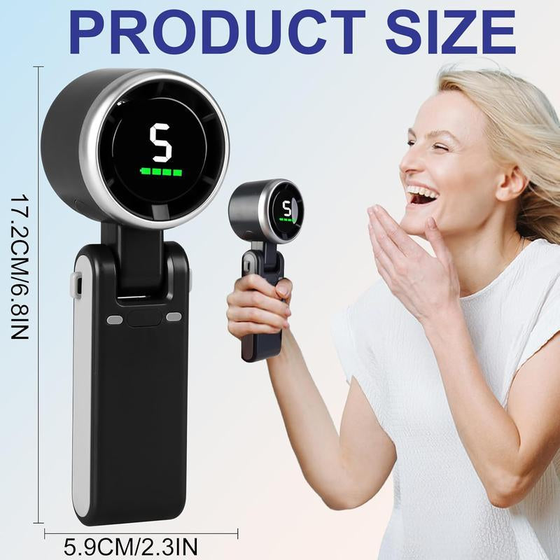 2PCS Portable Handheld Turbo Fan, 5 Gear Wind,4000Mah Battery Operated, up to 10 Working Hours, 3 in 1 Hand Fan Rechargeable with Air Turbo Tech Cooling Fan for Outdoor Activities, Travel, Working Fathersdaygift