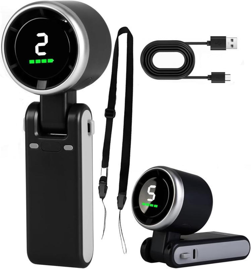 2PCS Portable Handheld Turbo Fan, 5 Gear Wind,4000Mah Battery Operated, up to 10 Working Hours, 3 in 1 Hand Fan Rechargeable with Air Turbo Tech Cooling Fan for Outdoor Activities, Travel, Working Fathersdaygift